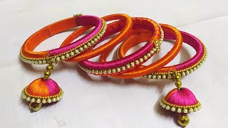 Dly Best Reuse idea of old bangles from new Silk Thread bangle Set/Silk Thread Bangles Making/2color