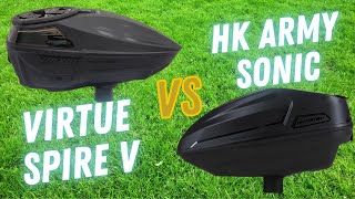 Paintball Hopper SHOWDOWN - HK Army Sonic VS Virtue Spire V - Weighed, Measured \u0026 Speed Tested