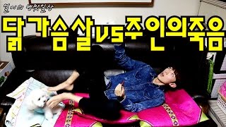 강아지앞에서 죽은척하기 닭가슴살 vs 주인의 죽음 - 실험카메라 Puppy snacks VS owner's death dog prank (feat.솜이) [ 최재열 ]