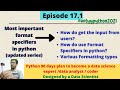 #17_1 Most Important Format specifiers in python programming  | How to use %-formatting in python