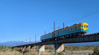 富山地方鉄道本線　寺田経由電鉄富山行　10030形　越中三郷〜越中荏原駅間常願寺川橋梁通過シーン