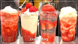 ENG) 지금은 딸기철 🍓 | 컴포즈커피 알바 브이로그 | 카페 브이로그 | cafe vlog | asmr | no bgm