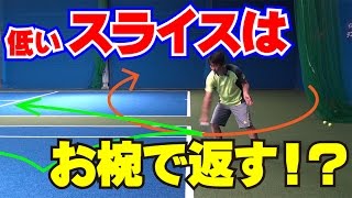 ストロークの技術　低く滑るスライスをスライスで返球　Tennis Rise テニス・レッスン動画