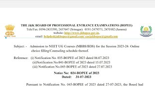 JKBOPEE RELEASED COUNSELLING SCHEDULE CHECK NOW