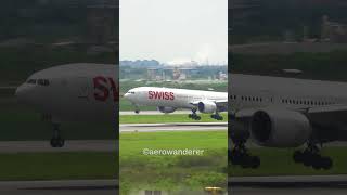 SWISS B777-300ER landing at Bangkok Airport #shorts #aviation #plane #landing #swiss #bangkok