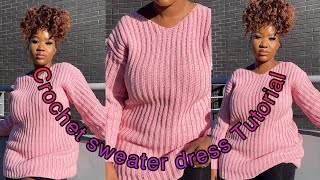 Easy crochet Sweater/sweater dress tutorial/ Mihankushea