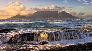 Spectacular 4k drone footage Cape Town South Africa Devil's peak Clifton beach and Table Mountain.