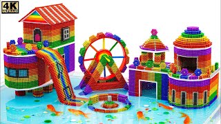 DIY How To Build Slide House, WaterWheel, Swimming Pool For Goldfish From Magnetic Balls Satisfying