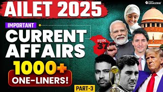 AILET 2025: Important Current Affairs One-Liners for AILET | Current Affairs Revision for AILET 2025