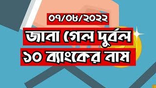 জানা গেল দুর্বল ১০ ব্যাংকের নাম || Dhaka Stock Exchange || Chittagong Stock Exchange