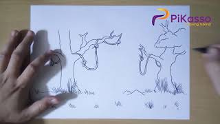 How to Draw a Rainforest step by step easy
