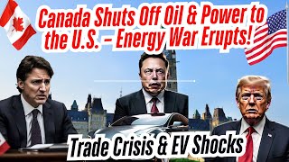 Canada Shuts Off Oil \u0026 Power to the U.S. – Energy War Erupts! Trade Crisis \u0026 EV Shocks