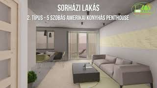 Kertvárosi Lakópark -118m2, kertkapcsolatos 5 szobás amerikai konyhás Penthouse tetőterasszal- 2.tip