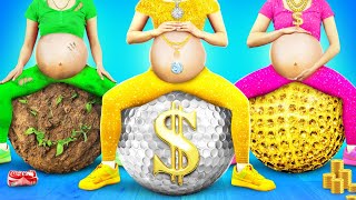 Rich vs Poor vs Giga Rich Pregnant | Expensive vs Cheap Epic Pregnancy Situations by RATATA