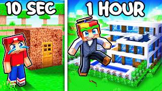 10 Seconds vs 1 Hour MODERN HOUSE Build Challenge!
