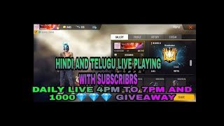 FREE FIRE LIVE IN HINDI,TELUGU,ODIA AND 520💎💎💎GIVEAWAY FOR 1K SUBSCRIBER'S