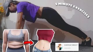5 MINUTE SIMPLE EXERCISES TO LOSE BELLY FAT IN 5 DAYS | HOW TO LOSE WEIGHT FAST