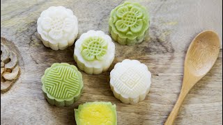 奶黄馅冰皮月饼  Matcha Snowy/Snow Skin Mooncake  好吃的原味和抹茶口味 | Lemon Home Cooking