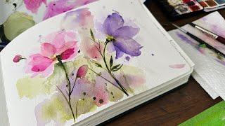 Watercolor Journal Day 183 (Loose flowers)