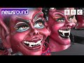 Cake, giant masks and apples in a bath! | Strange News | Newsround