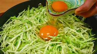 Cabbage with eggs tastes better than meat! Easy, quick and very delicious dinner recipe!