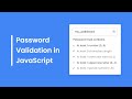 Password Validation Check in HTML CSS & JavaScript | Password Strength Check in JavaScript
