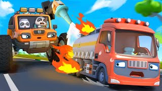 Fire Truck Rescue Team | Monster Truck | Car Cartoon | Kids Song | BabyBus - Cars World