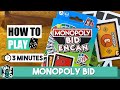 Cómo jugar Monopoly Bid en 3 minutos (Monopoly + Hasbro Card Game)