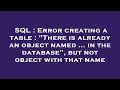 SQL : Error creating a table : 