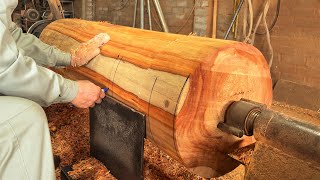 Woodworking Large Extremely DANGEROUS || Giant Woodturning || Skills Working With Giant Wood Lathe