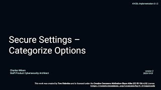AVCDL secure settings - categorize options
