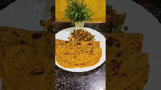 Today's lunch# Methi paratha# with #carrot beans fry