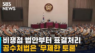 비쟁점 법안부터 표결처리…공수처법은 '무제한 토론' / SBS