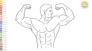 Young Bodybuilder drawing easy | How to human muscles / bodybuilder drawing step by step | art janag