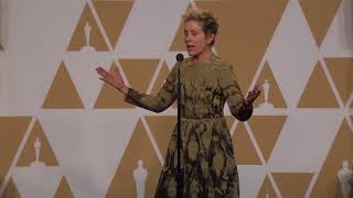 Frances McDormand Oscars Backstage Interview 2018 | ScreenSlam