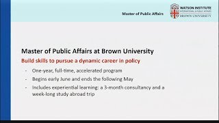 Brown University Master of Public Affairs General Information