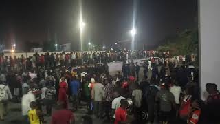 Asante Kotoko supporters waiting for team to leave Accra sports stadium after 3-1 win over Legon