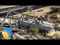 5 days after Tempe Town Lake train derailment, crews start to rebuild the partially collapsed bridge