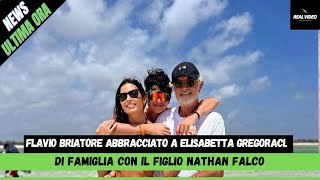 Flavio Briatore abbracciato a Elisabetta Gregoraci  La foto di famiglia con il figlio Nathan Falco