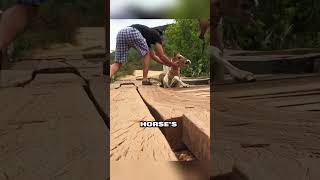 Man rescues young horse stuck in bridge crack ❤️