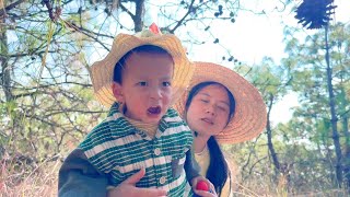 母子俩上山干活，妈妈落荒而逃，儿子吓得不轻