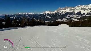 Bird's eye view of the Hochwurzen - Schladminger Tauern including ski slope presentation 10/03/2022