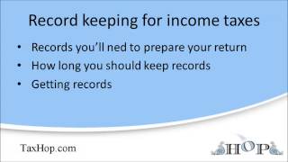 Record keeping for income taxes