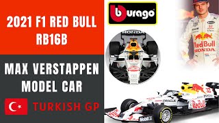 BBURAGO 1:43 2021 F1 Red Bull RB16B 2nd Turkish Max Verstappen Model CAR #33 US