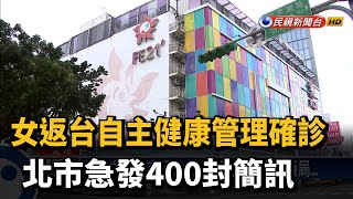 女返台自主健康管理確診 北市急發400封簡訊－民視新聞