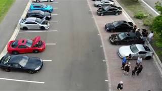 Cars in the Park Drone Footage 4K