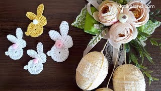 Crochet motif for beginners Crochet Easter Bunny Appliques