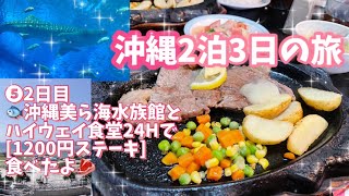 【旅vlog】⑤夫婦で沖縄旅行　2日目午後 美ら海水族館へジンベエザメに会いに行く　24時間営業のハイウェイ食堂でステーキ食べて来た　50代夫婦の旅　HISのツアーで２泊3日の旅