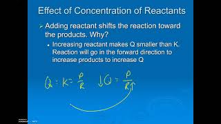 Effect of Changing Concentration of Reactants and Products on a System at Equilibrium