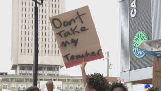 Students at Cleveland's Campus International School walk out in protest of CMSD layoffs